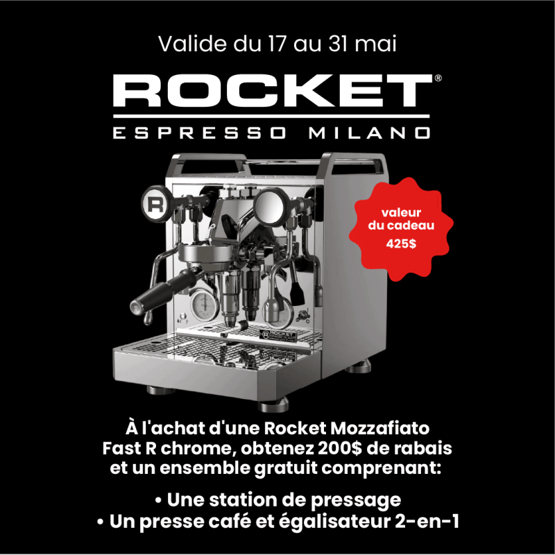 Ensemble Rocket Mozzafiato Fast R chrome et accessoires - Café Barista